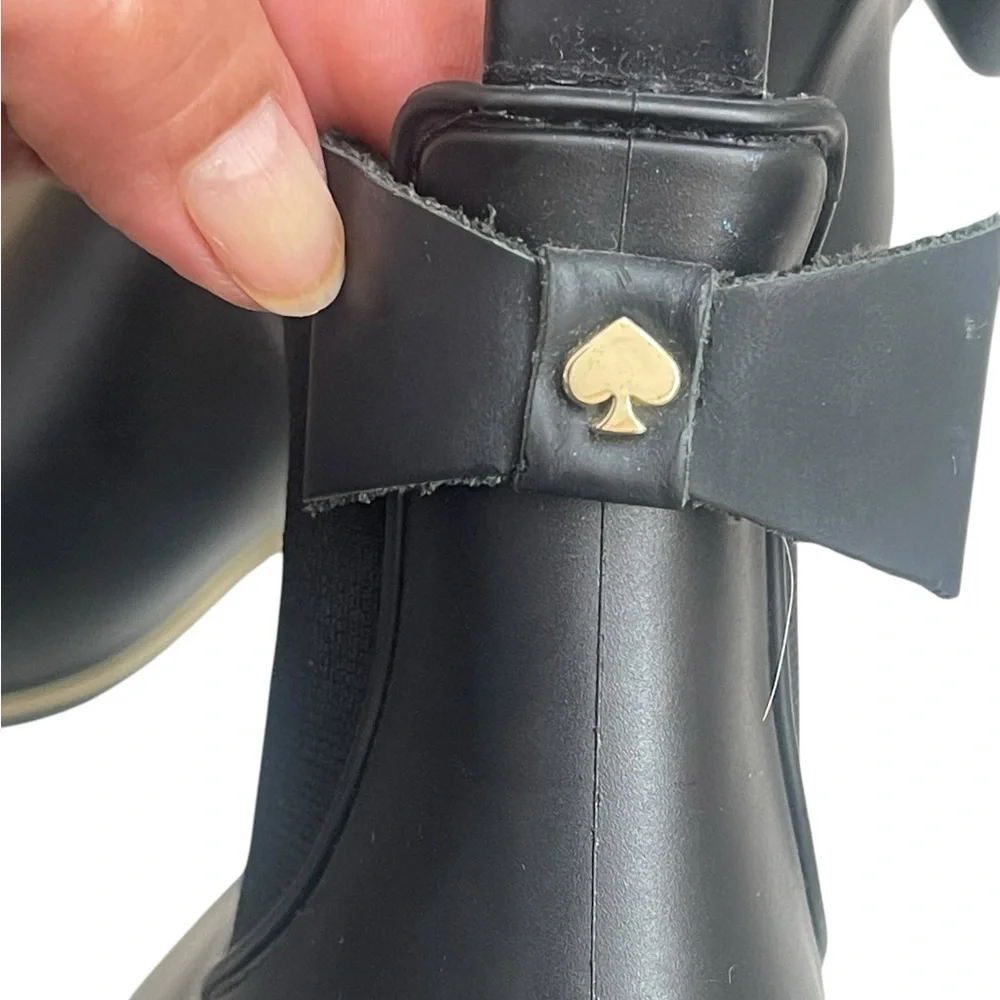 Kate Spade New York Solatice Rain‎ Boots Black Pull On Chelsea Style Size 6 NEW